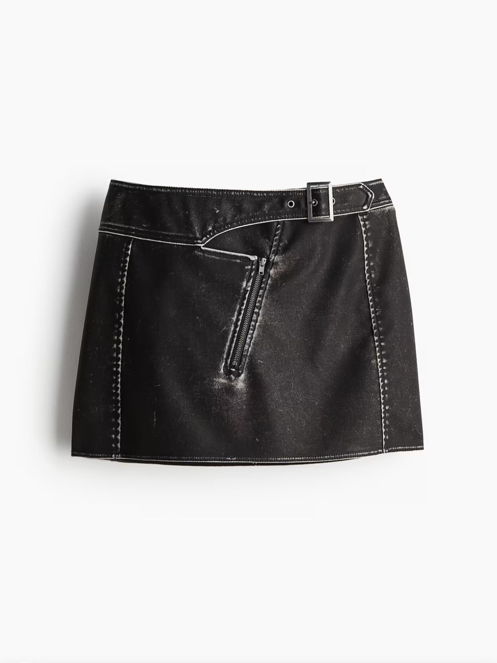 H&M Black BUCKLE-DETAIL MINI SKIRT